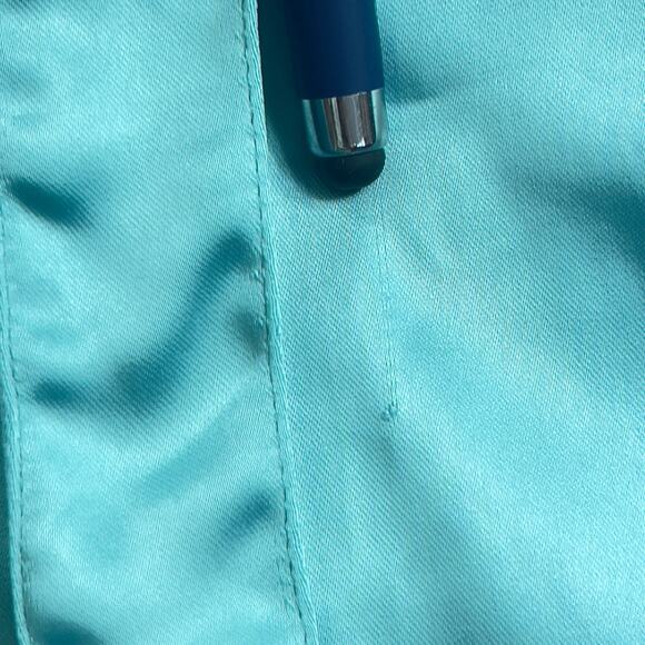 Forever 21 Satin Cargo Pants Womens M Mint Green Blue Utility Wide Leg Hipster - Picture 13 of 13